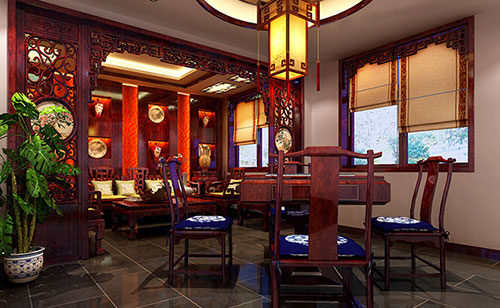 津南古典中式风格茶楼包间设计装修效果图