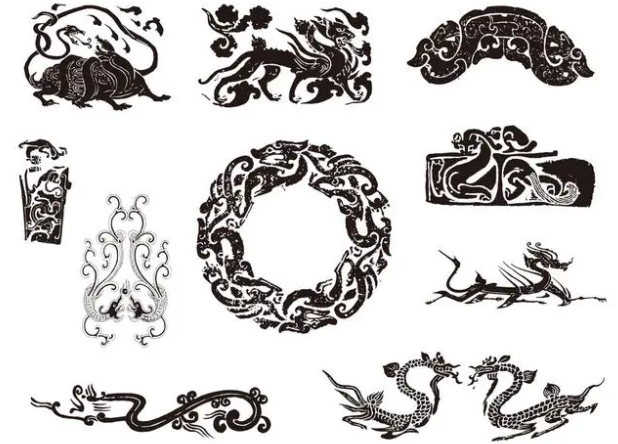津南龙纹和凤纹的中式图案